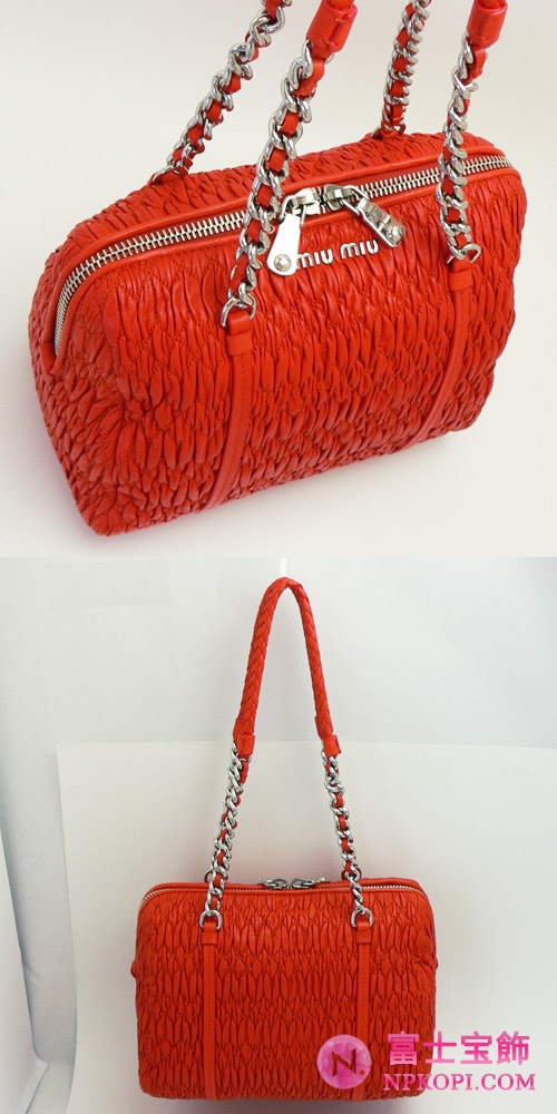 MIUMIU ミュウミュウ バッグ レディース  ギャザー レザー オレンジ RL0047 NAPPA CLOQUET ARANCIO